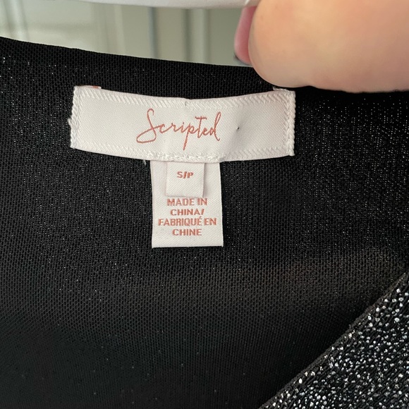 Scripted Metallic Silver/Black Bodysuit Size Small - Picture 4 of 4